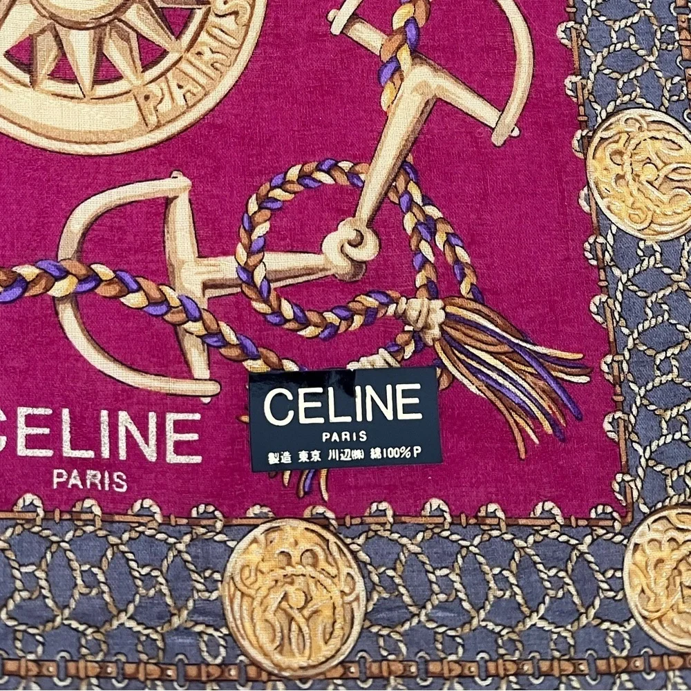 Rare Celine Paris Silk Scarf Cranberry BNWT Vintage Late 1980s-Early 90s France